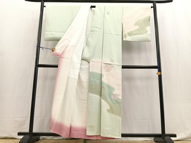 平和屋着物■中国三大刺繍 スワトウ刺繍 汕頭刺繍 訪問着 地紙花文 暈し染め 金銀彩 正絹 逸品 BAAY9080yc