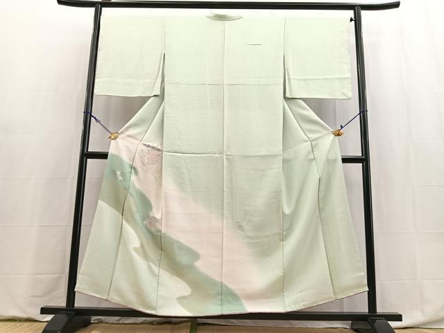 平和屋着物■中国三大刺繍 スワトウ刺繍 汕頭刺繍 訪問着 地紙花文 暈し染め 金銀彩 正絹 逸品 BAAY9080yc