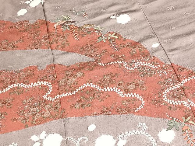 平和屋着物■訪問着 絞り 刺繍 雪芝松花文 金彩 銀糸 正絹 逸品 BAAY9096yc