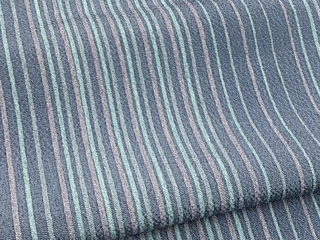 平和屋着物■上質な小紋 縞 鬼しぼ縮緬 正絹 逸品 BAAY9102yc