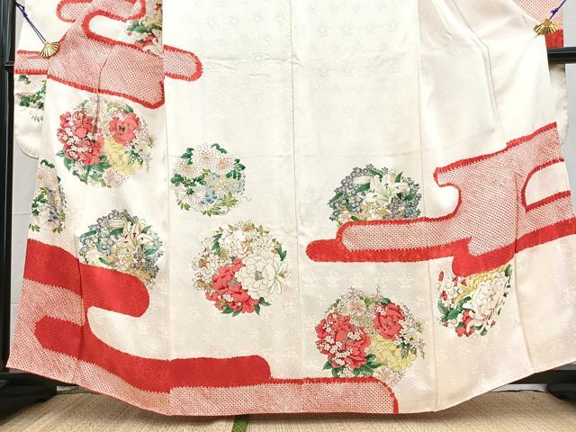 平和屋着物■豪華振袖 絞り 駒刺繍 エ霞花丸文 正絹 逸品 BAAY9106yc