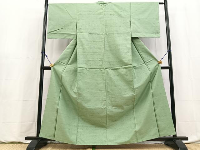 平和屋着物●上質な紬 錆青磁色 正絹 逸品 BAAY9113yc
