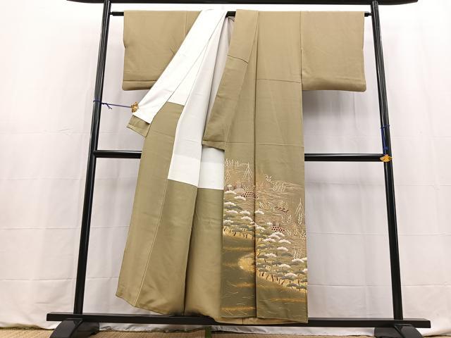 平和屋着物■豪華色留袖 駒刺繍 浜松文 金彩 正絹 逸品 BAAY9115yc