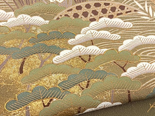 平和屋着物■豪華色留袖 駒刺繍 浜松文 金彩 正絹 逸品 BAAY9115yc