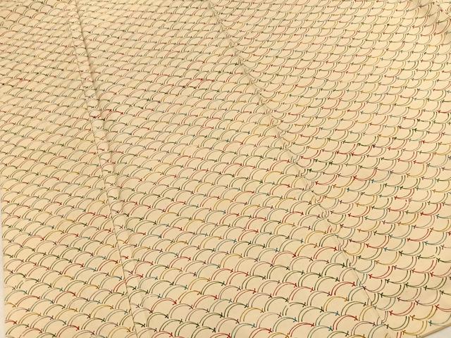 平和屋着物■上質な小紋 紬地 こぼれ松葉青海波文 正絹 逸品 BAAY9119yc