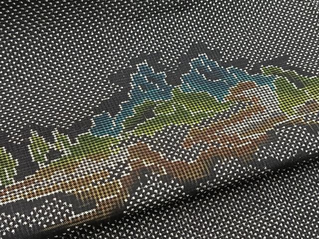 平和屋着物■本場大島紬 7マルキ 風景文 正絹 逸品 BAAY9122yc