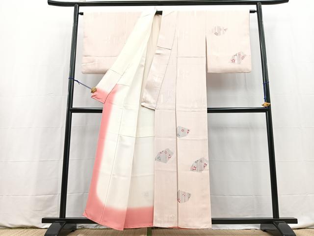平和屋着物▼訪問着 地紋起こし 切嵌花文 正絹 逸品 BAAY9123yc