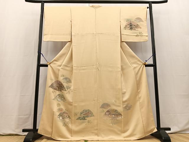 平和屋着物■訪問着 刺繍 重ね山風景文 金糸 正絹 逸品 BAAY9131yc