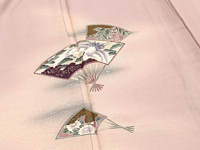 平和屋着物■訪問着 飛鶴扇面花文 暈し染め 正絹 逸品 BAAY9135yc