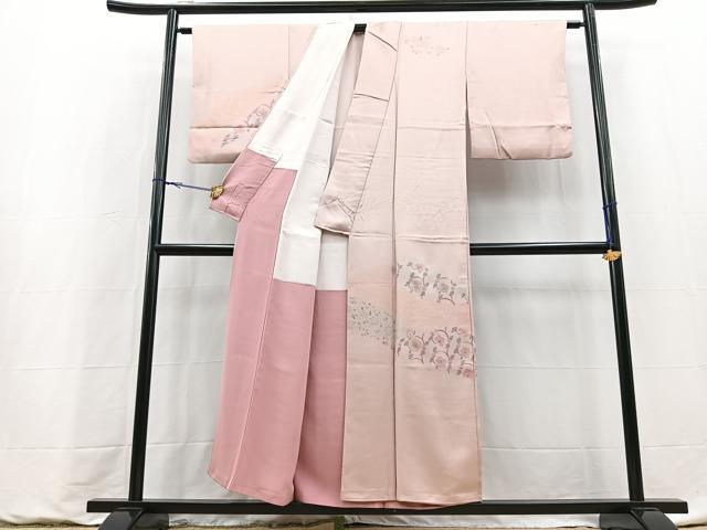 平和屋着物■訪問着 刺繍 更紗花文 暈し染め 正絹 逸品 BAAY9136yc
