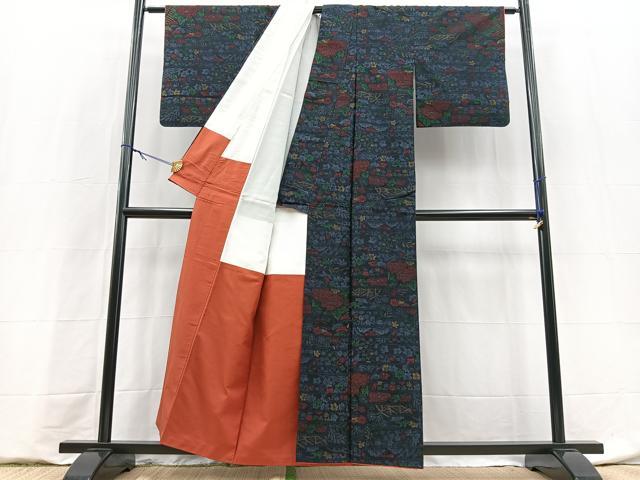 平和屋着物■上質な紬 風景花文 正絹 逸品 BAAY9138yc