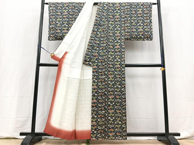 平和屋着物■上質な小紋 型染め 地紙草花文 正絹 逸品 未使用 BAAY9142yc