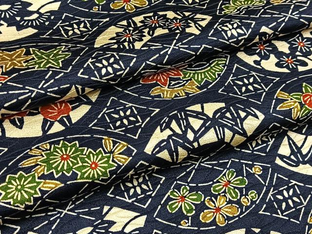 平和屋着物■上質な小紋 型染め 地紙草花文 正絹 逸品 未使用 BAAY9142yc