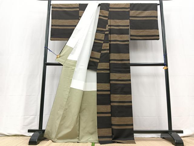 平和屋着物■本場縞大島紬 横段文 正絹 逸品 BAAY9143yc