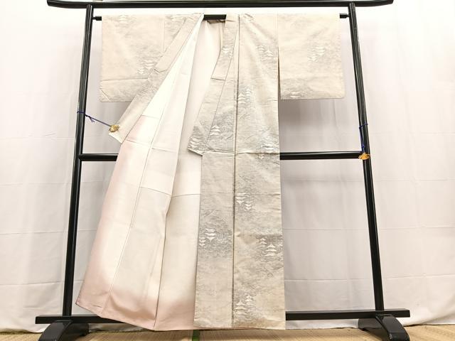 平和屋着物●本場大島紬 白大島 名匠たかし 9マルキ 風景樹林文 証紙付き 正絹 逸品 BAAY9157yc