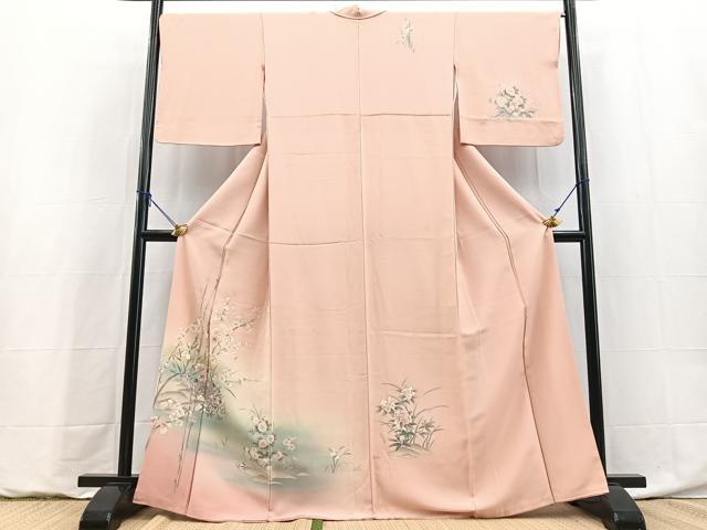 平和屋着物●訪問着 水車花文 暈し染め 金彩 正絹 逸品 BAAY9169yc
