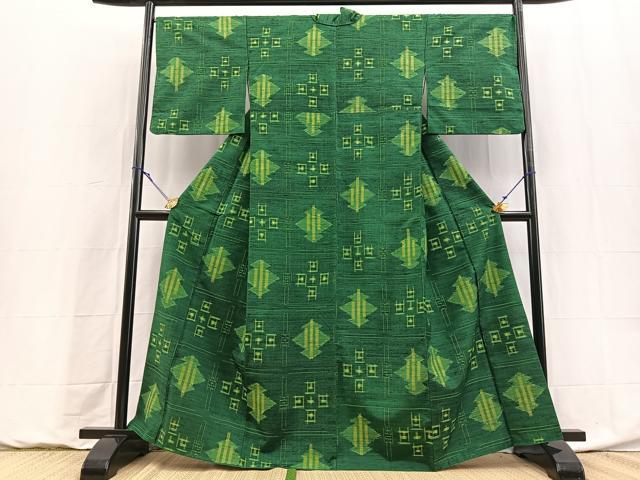 平和屋着物■上質な紬 幾何学文様 正絹 逸品 BAAY9172yc