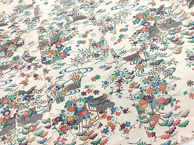 平和屋着物●上質な小紋 松竹梅風景文 ロング丈 正絹 逸品 未使用 BAAY9207yc