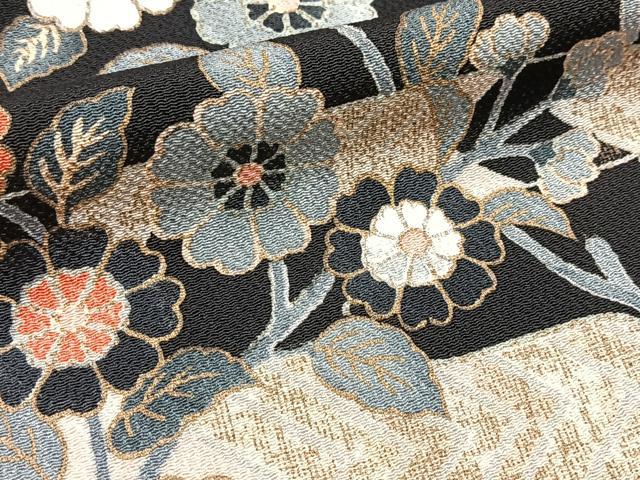 平和屋着物●訪問着 花鳥文 鬼しぼ縮緬 正絹 逸品 BAAY9214yc