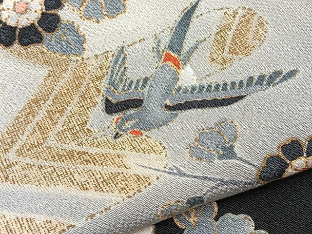 平和屋着物●訪問着 花鳥文 鬼しぼ縮緬 正絹 逸品 BAAY9214yc