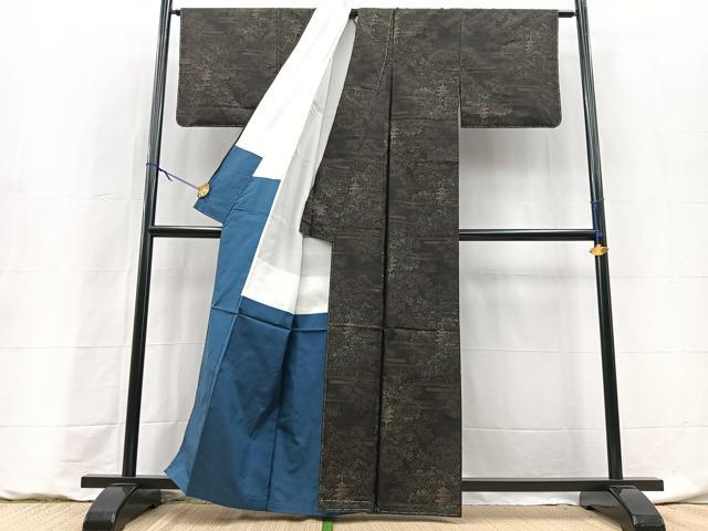 平和屋着物■本場大島紬 エ霞風景文 正絹 逸品 未使用 BAAY9215yc