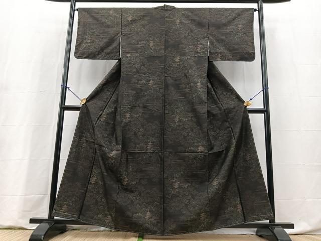 平和屋着物■本場大島紬 エ霞風景文 正絹 逸品 未使用 BAAY9215yc