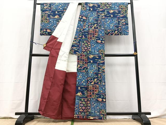 平和屋着物■上質な小紋 吉祥花鳥文 正絹 逸品 BAAY9220yc