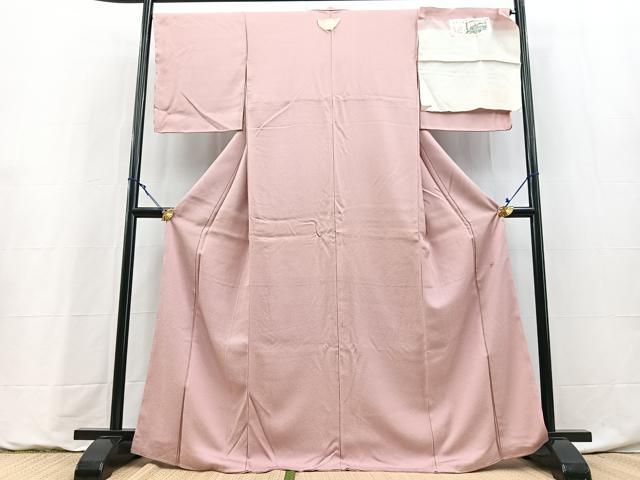 平和屋着物●京加賀友禅 百貫達雄監修 色無地 霞地紋 薄柿色 証紙付き 正絹 逸品 BAAY9232yc