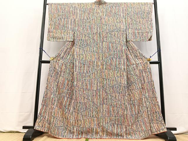 平和屋着物■上質な小紋 切嵌木立文 正絹 逸品 BAAY9237yc