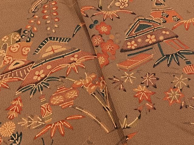 平和屋着物■上質な小紋 御所解花文 正絹 逸品 BAAY9240yc