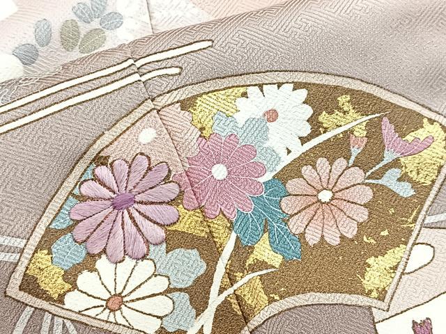 平和屋着物●訪問着 駒刺繍 地紙花文 暈し染め 金彩 正絹 逸品 BAAY9241yc
