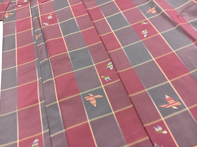 平和屋着物■上質な紬 舞蝶文 正絹 逸品 BAAY9243yc