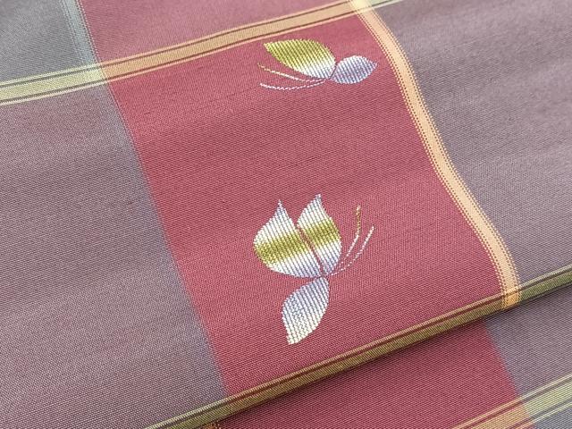 平和屋着物■上質な紬 舞蝶文 正絹 逸品 BAAY9243yc