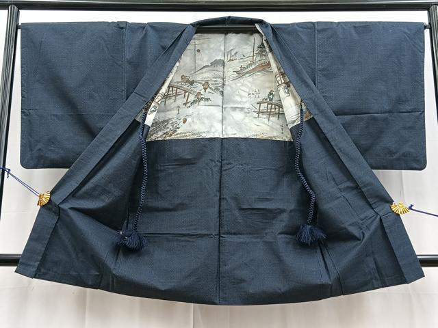 平和屋着物■男性 本場大島紬 アンサンブル 長羽織 80亀甲 総詰め 正絹 逸品 BAAY9252yc