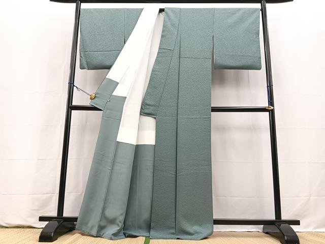 平和屋着物■上質な色無地 氷割れ地紋 湊鼠色 正絹 逸品 BAAY9260yc