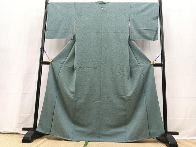 平和屋着物■上質な色無地 氷割れ地紋 湊鼠色 正絹 逸品 BAAY9260yc