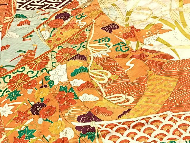 平和屋着物■豪華振袖 駒刺繍 几帳花文 金彩 正絹 逸品 BAAY9261yc