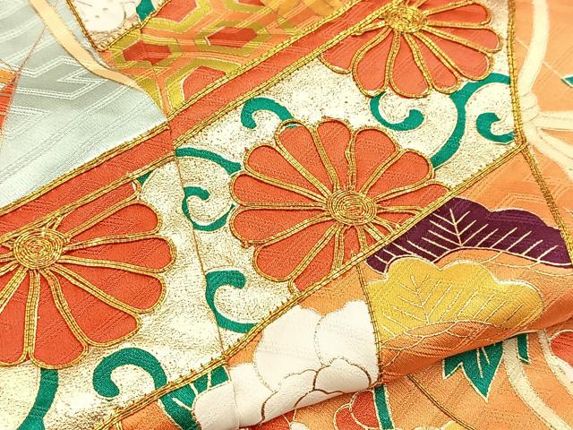 平和屋着物■豪華振袖 駒刺繍 几帳花文 金彩 正絹 逸品 BAAY9261yc
