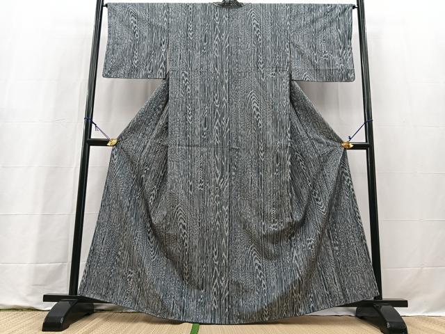 平和屋着物■本場縞大島紬 杢目文様 正絹 逸品 BAAY9282yc