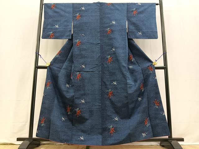 平和屋着物■上質な紬 草花文 正絹 逸品 BAAY9293yc