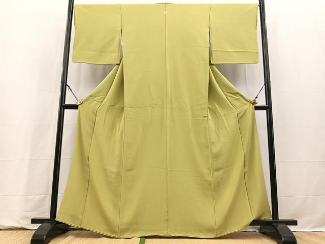 平和屋着物●上質な色無地 抹茶色 正絹 逸品 BAAY9297yc