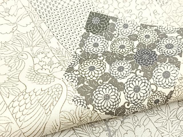 平和屋着物■上質な小紋 破れ色紙花鳥文 正絹 逸品 BAAY9303yc