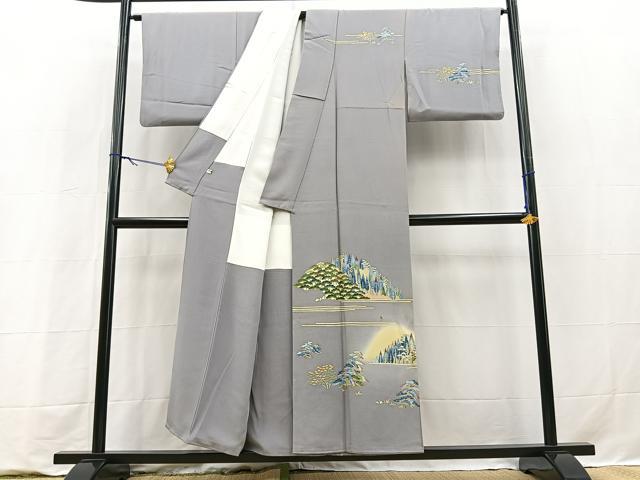 平和屋着物●本加賀友禅作家 押田正義 訪問着 風景樹林文 暈し染め 正絹 逸品 BAAY9316yc