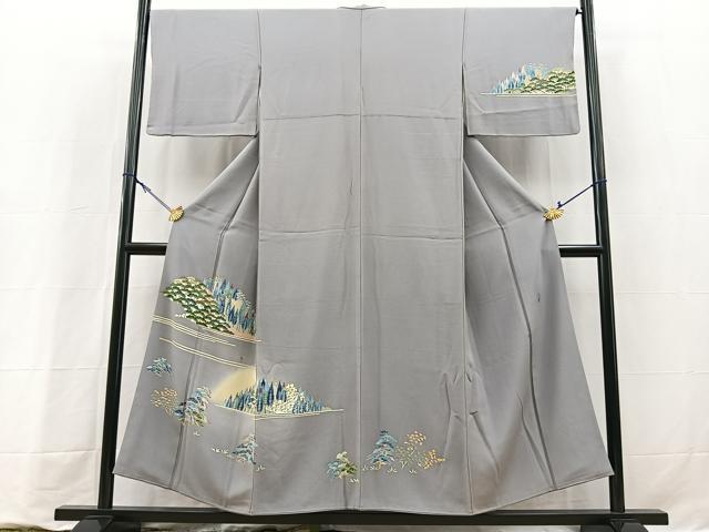 平和屋着物●本加賀友禅作家 押田正義 訪問着 風景樹林文 暈し染め 正絹 逸品 BAAY9316yc