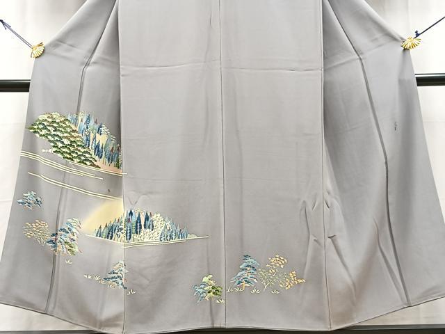 平和屋着物●本加賀友禅作家 押田正義 訪問着 風景樹林文 暈し染め 正絹 逸品 BAAY9316yc