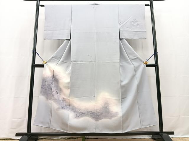 平和屋着物■訪問着 地紋起こし 流水風景文 暈し染め 正絹 逸品 BAAY9320yc