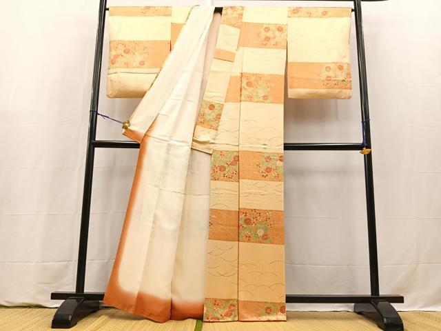 平和屋着物■上質な小紋 横段花文 正絹 逸品 BAAY9322yc