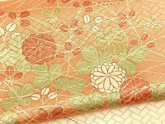 平和屋着物■上質な小紋 横段花文 正絹 逸品 BAAY9322yc