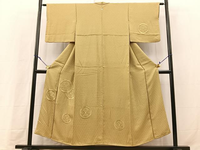 平和屋着物■無地絵羽訪問着 総刺繍 花菱丸文 木蘭色 正絹 逸品 BAAY9324yc