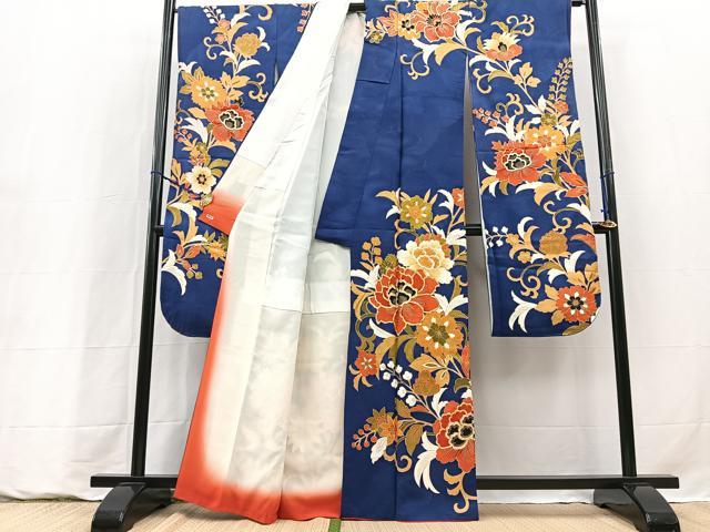 平和屋着物●豪華振袖 駒刺繍 更紗花文 三越扱い 正絹 逸品 BAAY9326yc